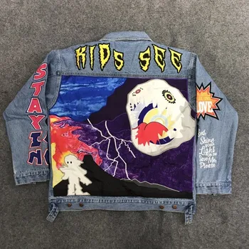 

20ss Travis Scott Astroworld Jacket 1:1 high quality bomber Embroidery Cartoon Denim Astroworld jackets Mens Astroworld jackets
