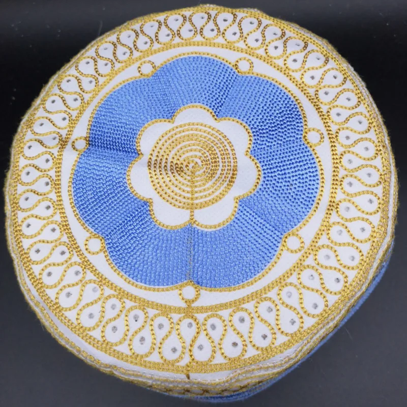 Men Blue Yellowe Arab Caps Topi Kidouch Islamique Chapeau Hats Muslim Nigerian Traditional Arabe Bonnet India Sombreros