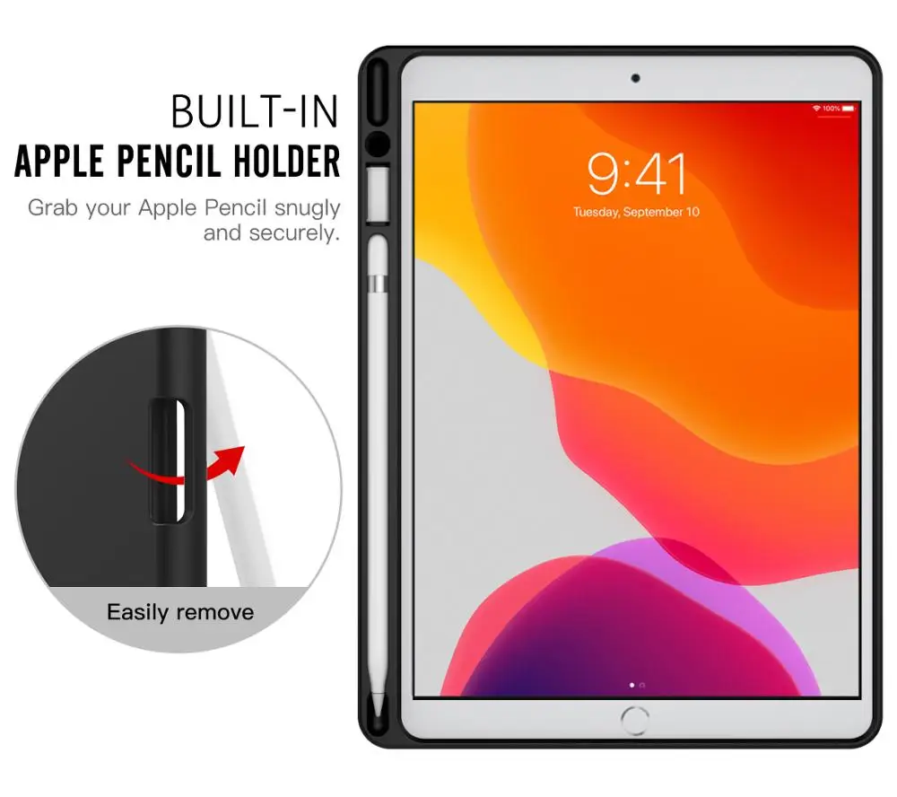 Чехол MoKo для, iPad 10," с держателем для карандашей Apple, тонкий легкий умный чехол-подставка для iPad 7th Gen