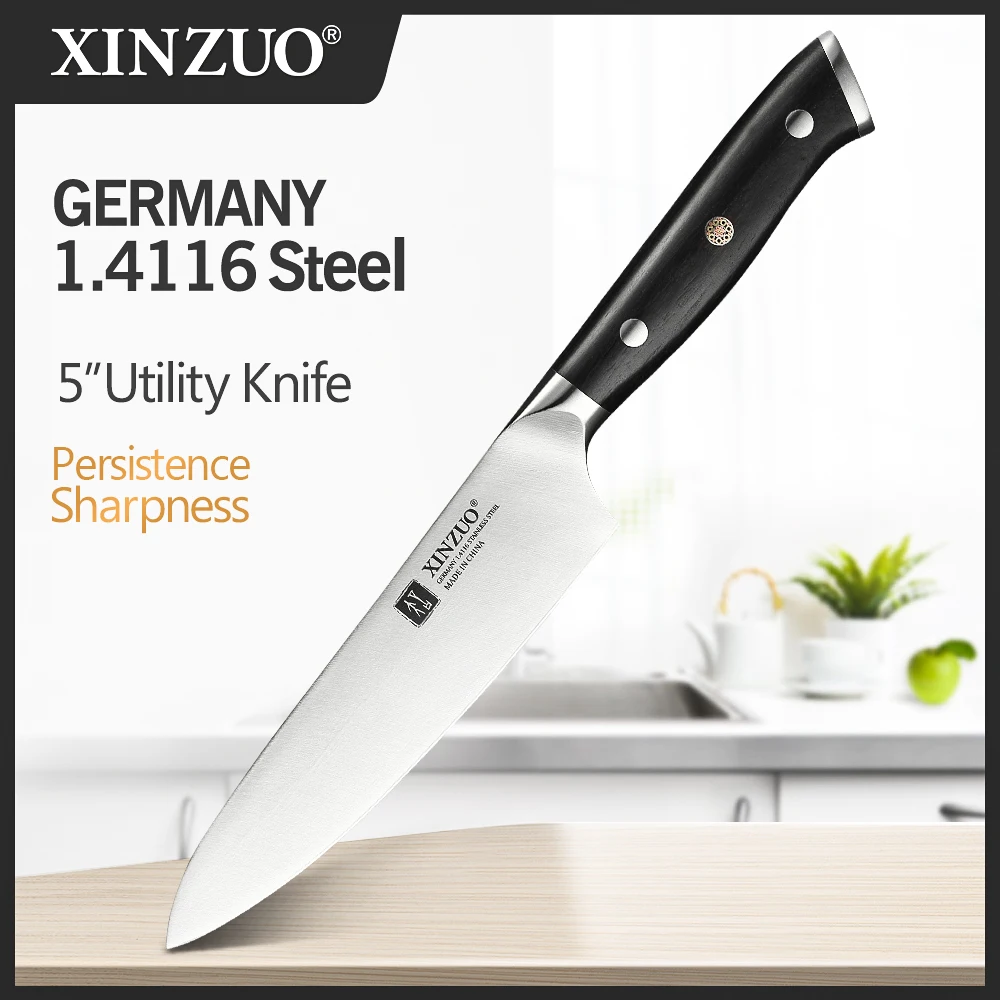 XINZUO 5 ''дюймовый универсальный Ножи Германия 1 4116 Сталь мульти Функция утилита