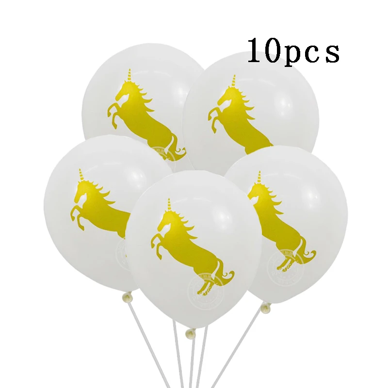 Unicorn Birthday Party Decors Disposable Tableware Paper Cup Plate Banner Set Unicorn balloon Baby Shower Kids Party Supplies - Color: 10pcs latex balloon