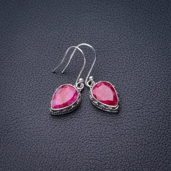 

StarGems Natural Cherry Ruby Handmade 925 Sterling Silver Earrings 1.5" D6875