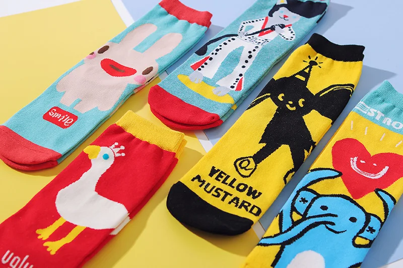 Autumn Winter New Design Women Socks Funny Sock Cotton Cartoon Animal Jacquard