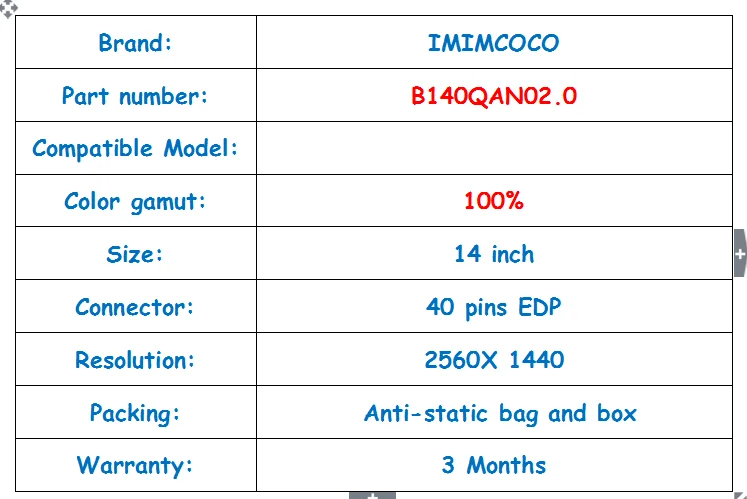 14," Матрица ноутбука ips QHD lcd экран B140QAN02.0 LP140QH1-SPA2 для LENOVO X1 Corbon 2560X1440 матовый не сенсорный