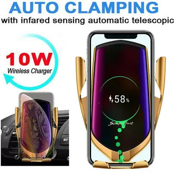 

New style Automatic Clamping 10W Wireless Charger Car Phone Holder Smart Infrared Sensor Air Vent Mount Mobile Phone Stand Hold