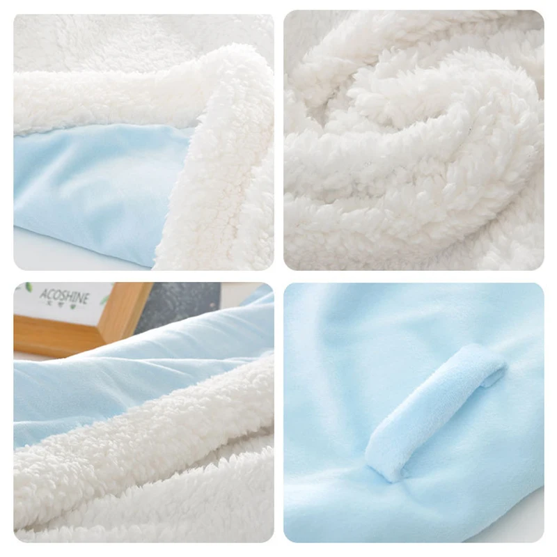 Autumn Winter Warm Ear Hooded Baby Polyester fiber Swaddle Wrap for Newborn Babies Bath Towel Blanket Baby Bedding