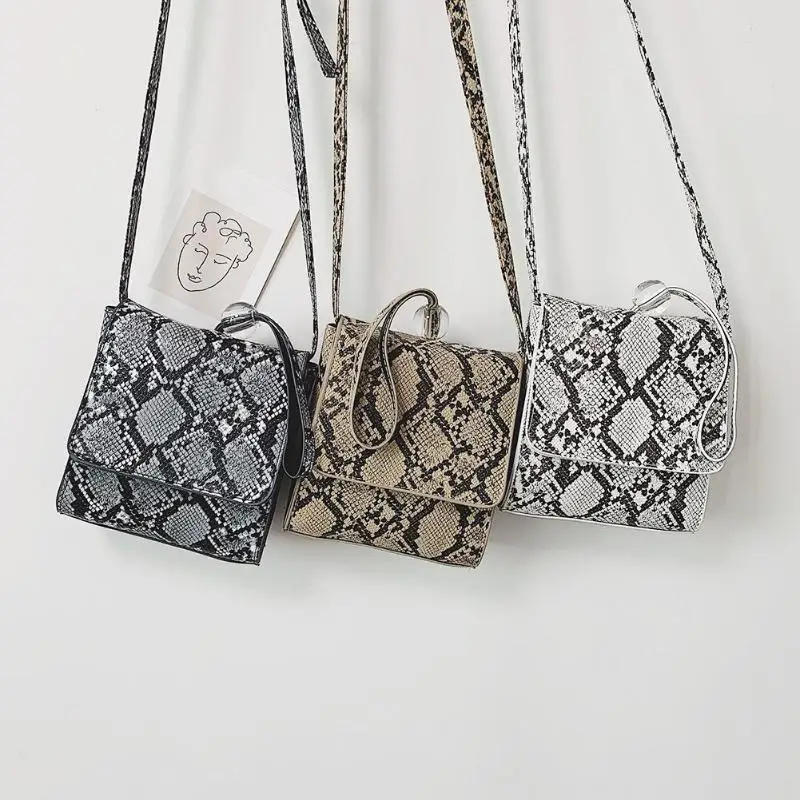 Fashion Snake Print Shoulder Messenger Handbags Women Leather Flap Crossbody Bags PU Leather Women Messenger Bag Dropshipping