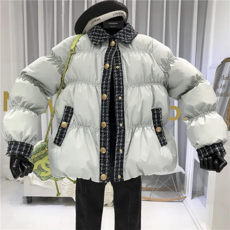 Abrigos Mujer Invierno 209 женские пальто Зимние однобортные толстые винтажные Лоскутные твид Ropa De Invierno Para Mujer