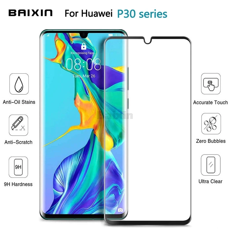 Baixin Полное покрытие экрана протектор для huawei P30 Pro закаленное стекло Lite защитная