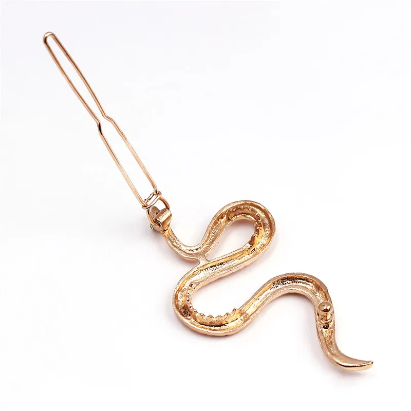 Металлические заколки невидимки в форме змеи золотистые для волос стиле панк