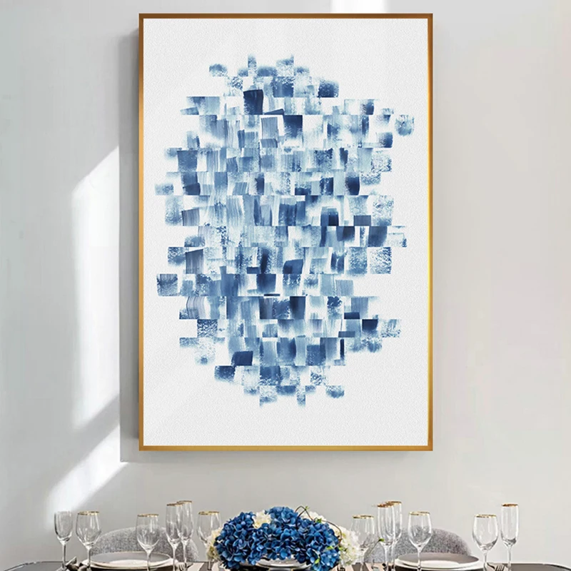Wall Art Nordic Стиль украшения дома модульная фотографии современный минимализм абстрактный синий Темно-синие картина, напечатанная на холсте Плакаты
