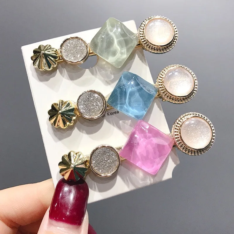New 1PCS Fashion Pearls Acetate Geometric Hair Clips For Women Girls Sweet Hairpins Barrettes Hair Accessories Set image_1