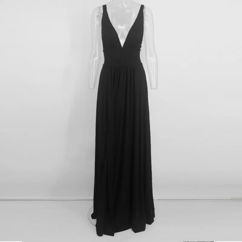 Черный Tobinoone сексуальное вечернее платье с открытой спиной, vestidos, без рукавов, с высокой стороной, с разрезом, облегающее макси платье, женское, красное, черное, элегантное, длинное платье - Цвет: Черный