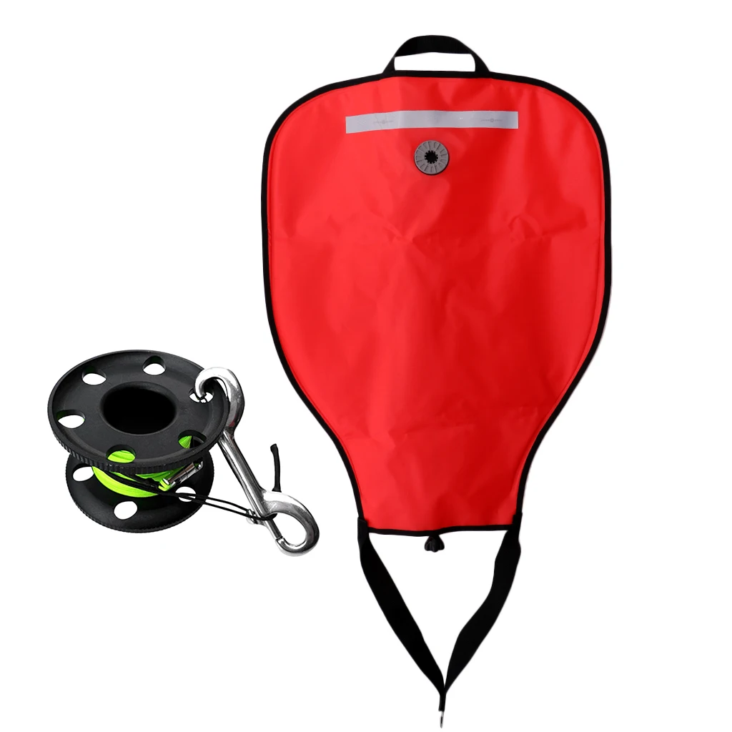 50lbs Buoyancy Lift Bag Underwater Treasure Find Salvage Gear With Over Pressure Relief Valve and Scuba Wreck Diving Spool
