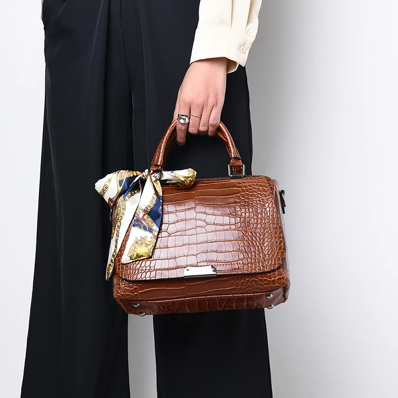 Роскошная женская сумка высокого качества с узором «крокодиловая кожа», 4 цвета, брендовая дизайнерская вместительная сумка через плечо