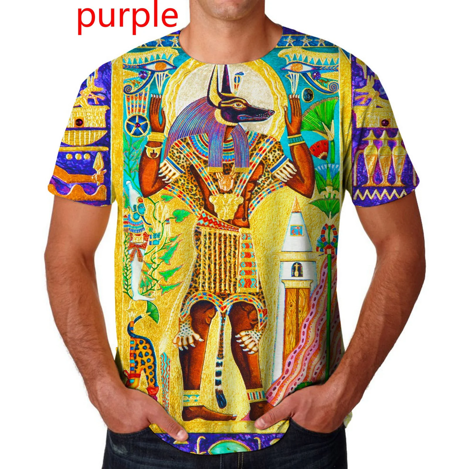 Cooles 3D Pharao T-Shirt Mit Anubis Druck - Ägyptische Götter Streetwear Für Ihn & Sie