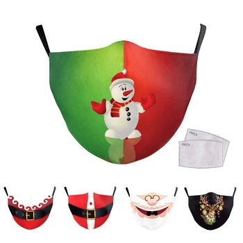 

2020 Santa beard Mask Print Kids Face Cover Adult Cosplay Christmas Snow Mask Party Masks Washable Cute Fashion