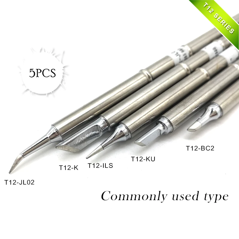 

5Pcs/SET T12-ILS T12-JL02 T12-KU T12-K T12-BC2 Solder Iron Tips T12 series Welding head commonly used