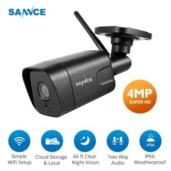 

SANNCE 4MP WIFI IP Camera Outdoor ONVIF 2.4 Wireless IP66 Waterproof Metal Camera App Alarm Color Night Vision TF Card Camera