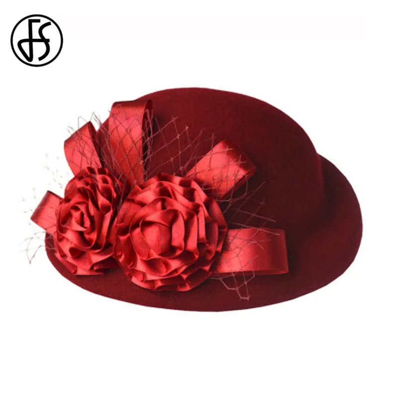 Женская винтажная шляпа Колокол FS элегантная фетровая с цветочным рисунком 10