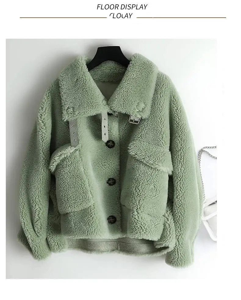 Женское осенне-зимнее пальто из натурального композитного меха ягненка, теплая куртка, Женская Натуральная Овечья стрижка, мотоциклетная верхняя одежда, T112