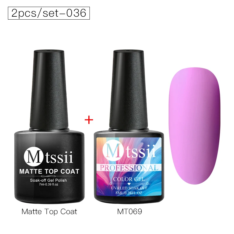 Mtssii 2 шт Матовый цветной набор гель-лаков для ногтей матовый верхний слой Полупостоянный замачиваемый УФ лак для ногтей Гель-лак для ногтей - Цвет: JZH06930