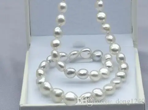 

Elegant Baroque 12-13mm South Sea White 18-inch Silver Pearl Necklace