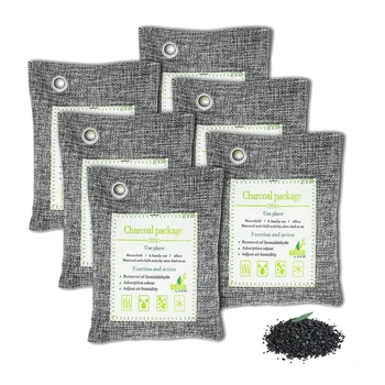 

Activated Bamboo Charcoal Bags 6 Pack (1200G) Natural Eco Friendly For Home, Car,Closet,Shoes.