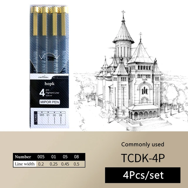 Pigment Liner Micron Ink Art Marker Pen Calligraphy Brush Pens Black Fineliner Sketching Manga Drawing Hand Lettering White Pen 4Pcs set A-1