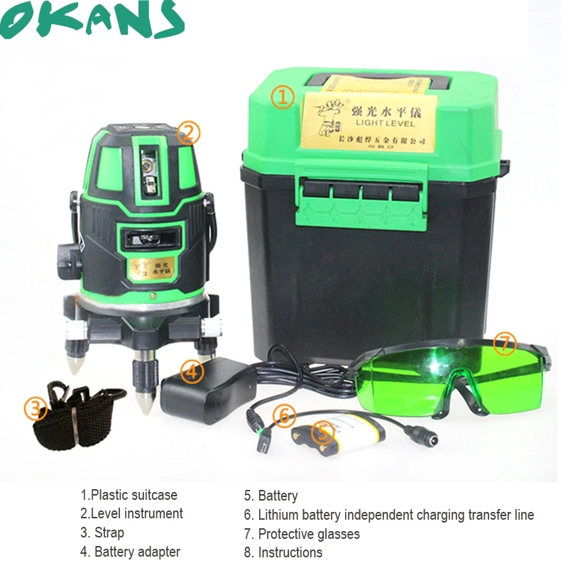 

Green Laser Level 360 Degrees Rotary Outdoor 635nm Cross Line Laser Level Points Level Tilt Function