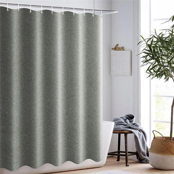 

Thickened Imitation Linen Shower Curtains Solid Hotel High Quality Waterproof Bathroom Curtain For Hotel & Home