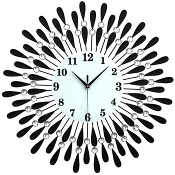 

1 pc Craft Wall Clock Modern Metal Diamonds Delicate Silent Clocks for Living Room Office Bedroom
