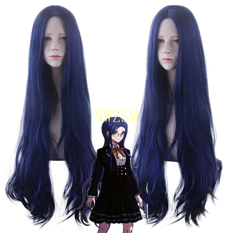 100cm Danganronpa: Trigger Happy Havoc Cosplay Wigs Shirogane Tsumugi Playing Long Dark Blue Color Hair Halloween 1:1 |