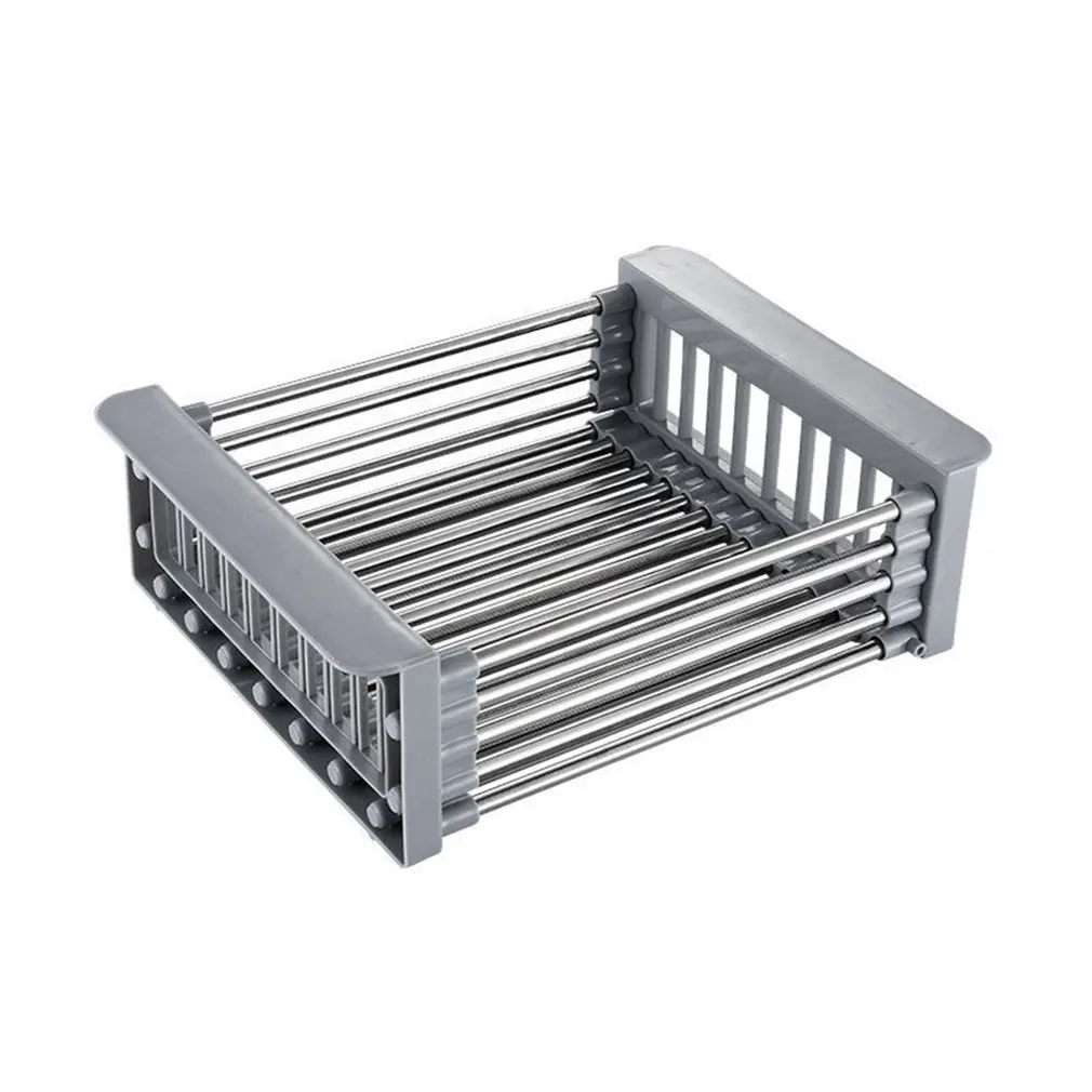 Sink Dish Drainers Drain Basket Kitchen Organizer Stainless Steel Drying Rack Telescopic Storage | Дом и сад
