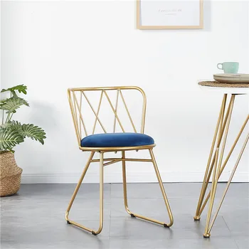 

Nordic light luxury restaurant iron dining chair net red ins chair creative bow back chair dress chair leisure chair