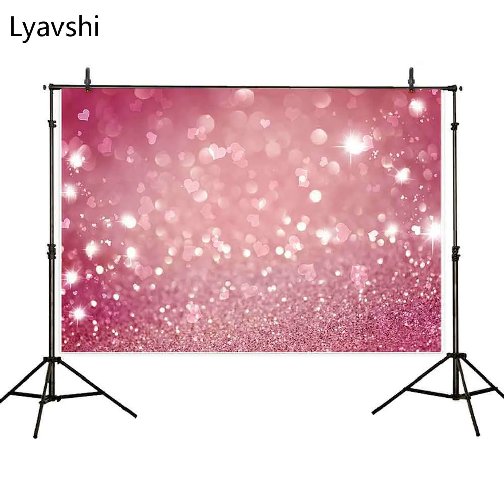 Lyavshi Фон фотографии розового цвета с блестками и вырезом в форме сердечка