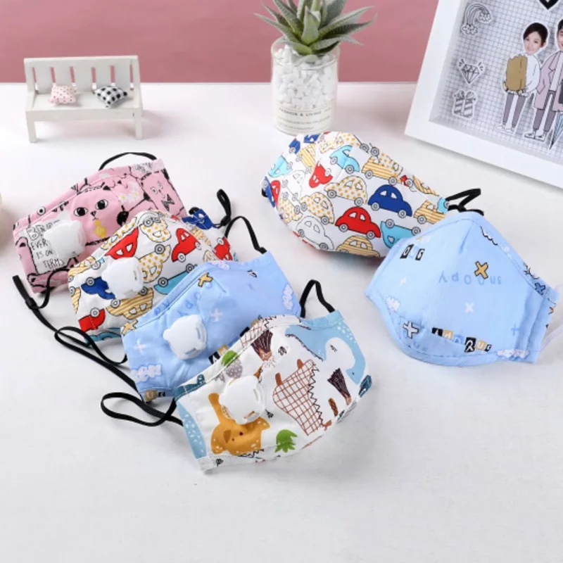 

PM2.5 Children's Face Mask Cotton Cartoon Activated Carbon Filter Anti-Dust Anti-Pollution Month Face Masks with Breathing Valve