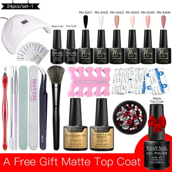

RBAN NAIL 24pcs/set Gel Nail Polish Set Kit Sock Off Long Lasting Nail Tools Gel Varnish Manicure Tools UV Led Lamp Dryer
