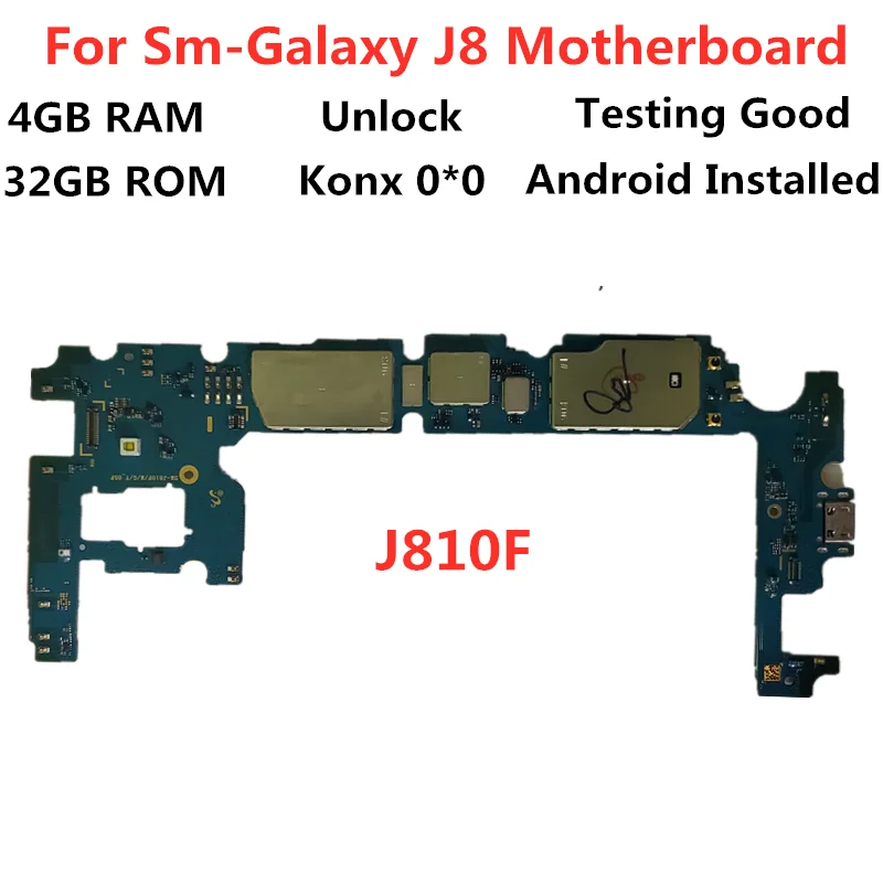 Материнская плата для Samsung Galaxy J8 разблокированная материнская плата J810F материнская плата 32 Гб логические платы