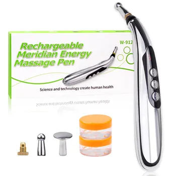 

Acupuncture Pen USB Rechargeable Electronic Meridian Therapy Machine Massager Relief Pain Tools with 3 Massage Heads 9 Levels