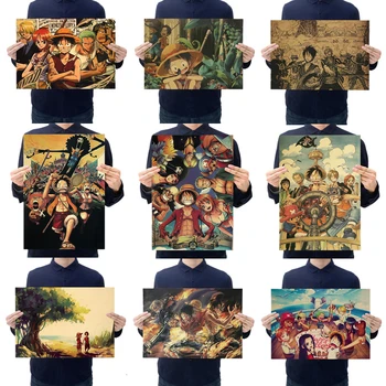 

One Piece Portrait Luffy Chopper Painting Anime Poster Vintage Decoracion Collection Wall Art Kraft Paper Posters Wall Stickers