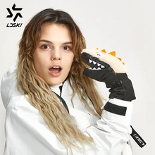 LDSKI Plush Ski Mittens ELF Series ski gloves Snowboard Gloves knitting cuffs slim-fitted light weight waterproof ski gloves