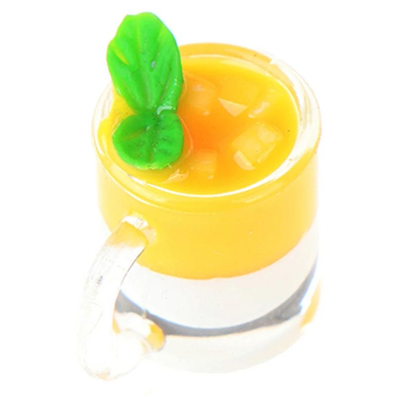 Мини молочный коктейль мороженое лимон молоко фрукты чай чашка для воды клубника банан аксессуары для миниатюрного кукольного домика чашки кухонные игрушки - Цвет: As pictures