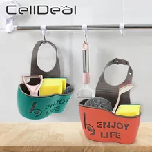 Sink Shelf Soap Sponge Drain Rack Hanging Bag Kitchen Accessorie Bathroom Holder Strap Faucet Storage Basket with Drain Holes