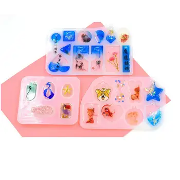 

Epoxy Resin Card Silicone Molds DIY Dried Flower Jewelry Pendant Tool Resin Charms Making Mould