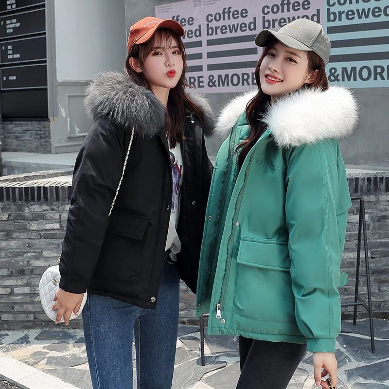 

2019 fur Hooded Parka casaco feminino female jacket Coat plus size winter jacket women Casual Down Cotton Padded Parkas G844