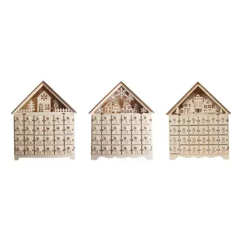 

Christmas Snowman Wooden Advent Calendar Countdown Decor 24 Drawers w/ LED Light L4MB