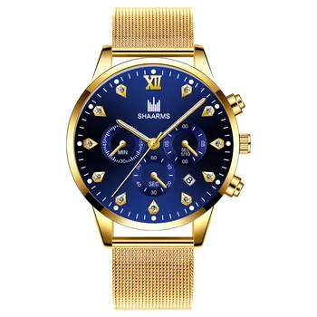 

Quartz Watch Korean Simple Mesh Belt Trend Watch Decoration Three Eye Calendar Men's Watches