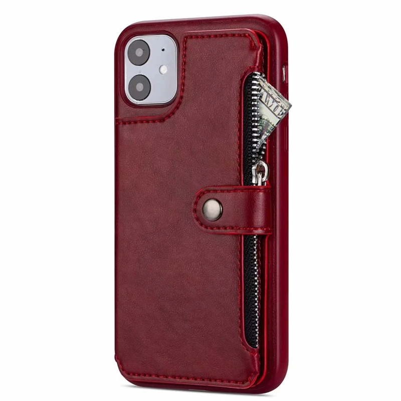 Модный чехол-кошелек на молнии для Apple IPhone 11 Pro Max 6 6S 7 8 Plus X XS XR, роскошный кожаный чехол для задней крышки, визитница