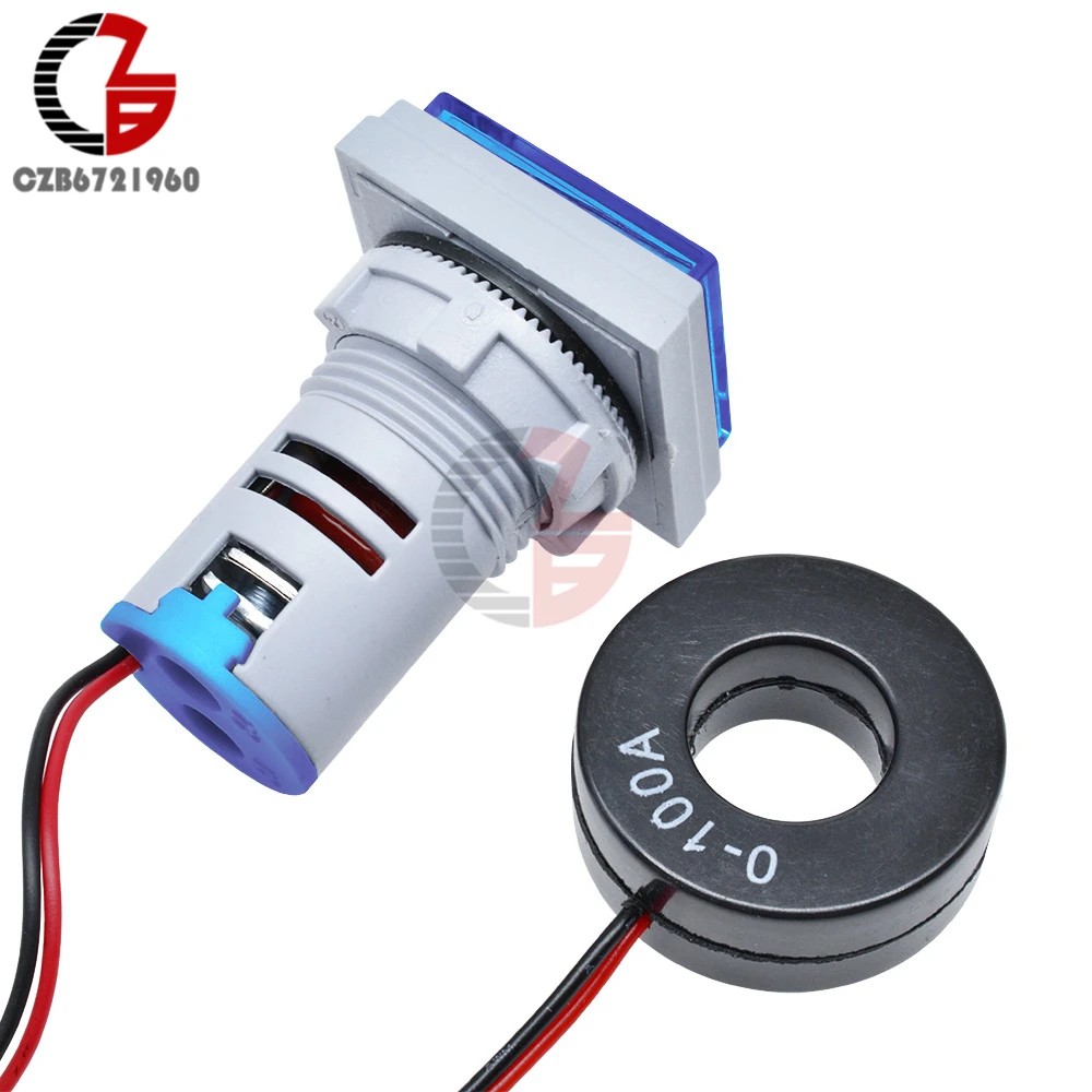 thumbnail interactive-video image 1 of DMWD Dual Display Voltmeter Ammeter - AC 0-100A 60-500V LED Meter 1 of 9
